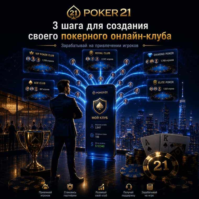 Poker21: 3 шага для создания покерного онлайн-клуба